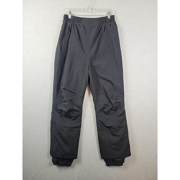 Vtg L.L. Bean Black Insulated Lined Elastic Waist Snow Ski Pants Women's Medium - Picture 1 of 13